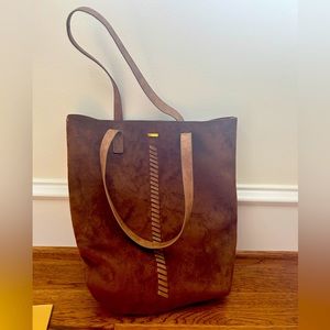 CHARLIE PAIGE BROWN SUEDE TOTE BAG